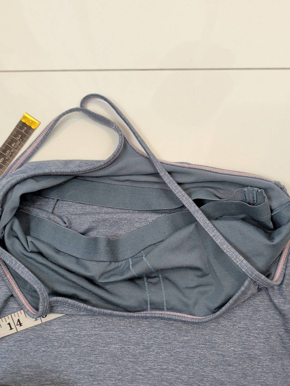 LULULEMON Power Y Tank Top Built In Bra Heathered Grey 6 - Picture 6 of 11
